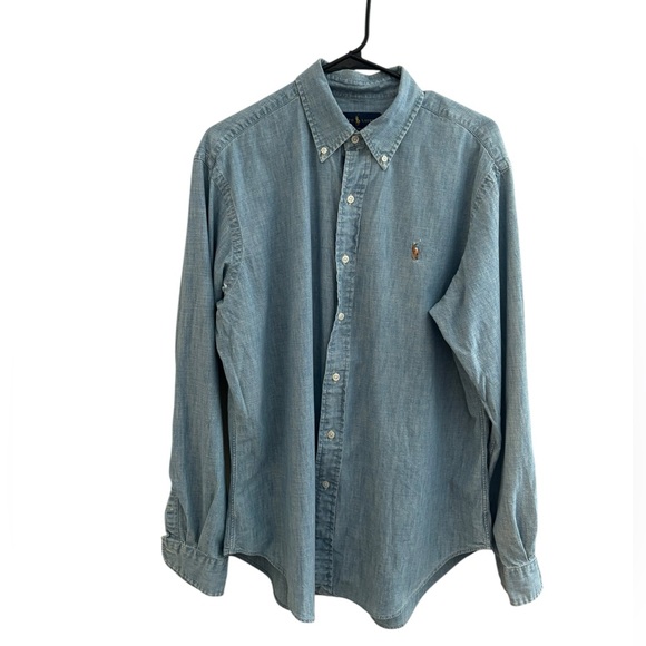 Other - Ralph Lauren Men’s Blue Label Chambray Denim Shirt Size L 100% Cotton Button